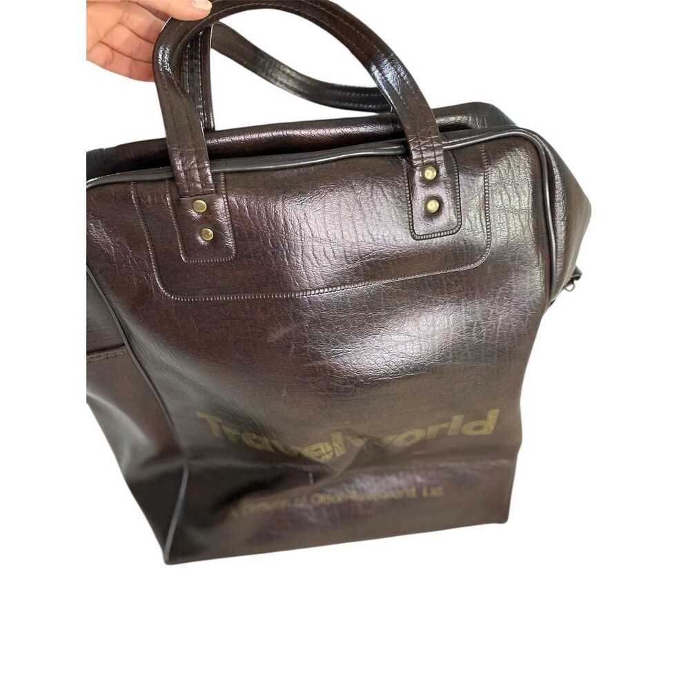 Vintage 60s 70s Travelworld Division Olson Brown Leather Travel Duffel Bag Ltd - Picture 2 of 12